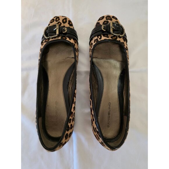 Bandolino Leopard Print Flats Buckle Accent Faux Black Patent Leather Size 10 M - Picture 11 of 13